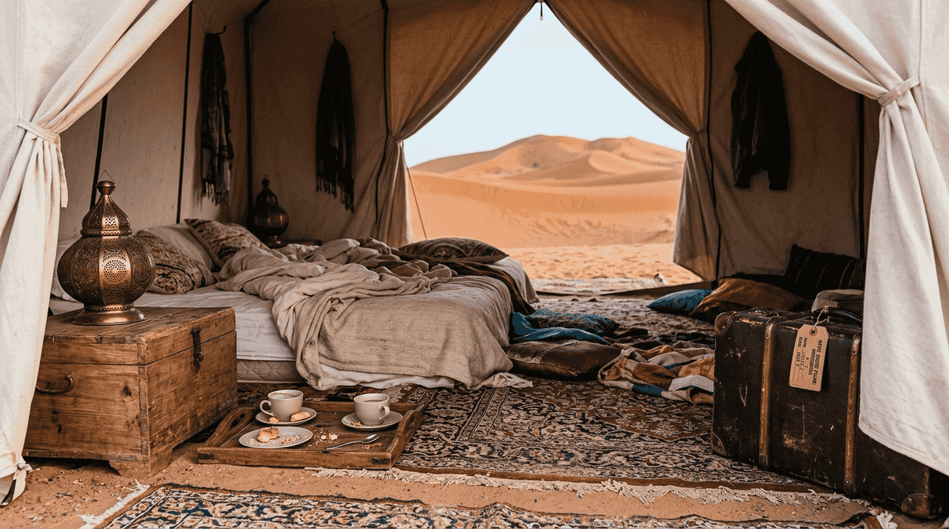 Interior of a luxury Sahara desert tent