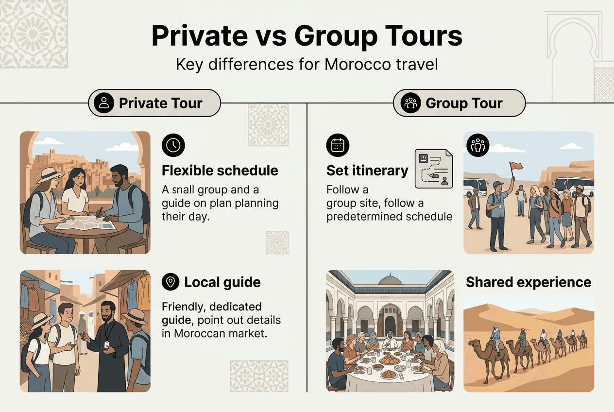 Infographic comparing private and group tours