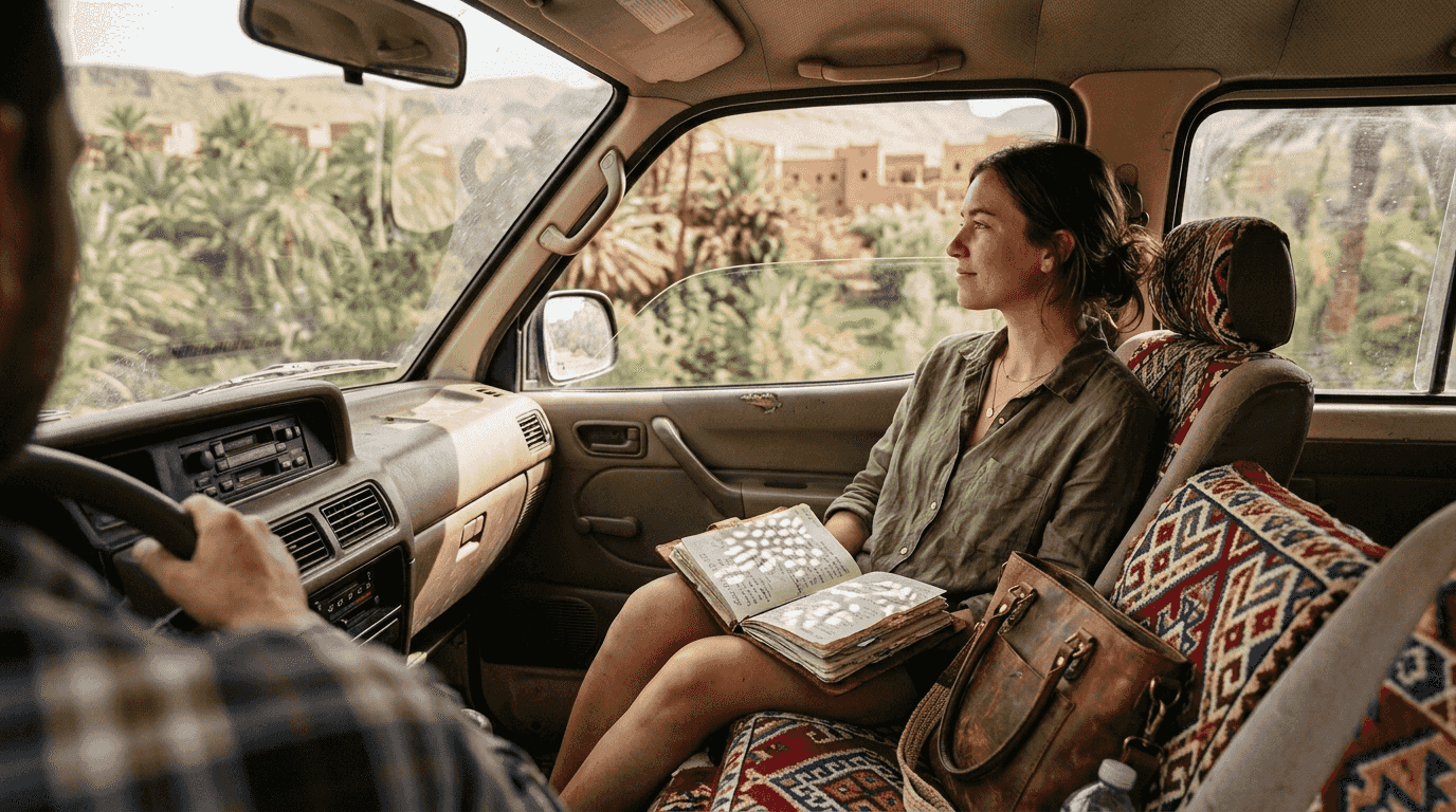 Traveler enjoying comfortable private minivan