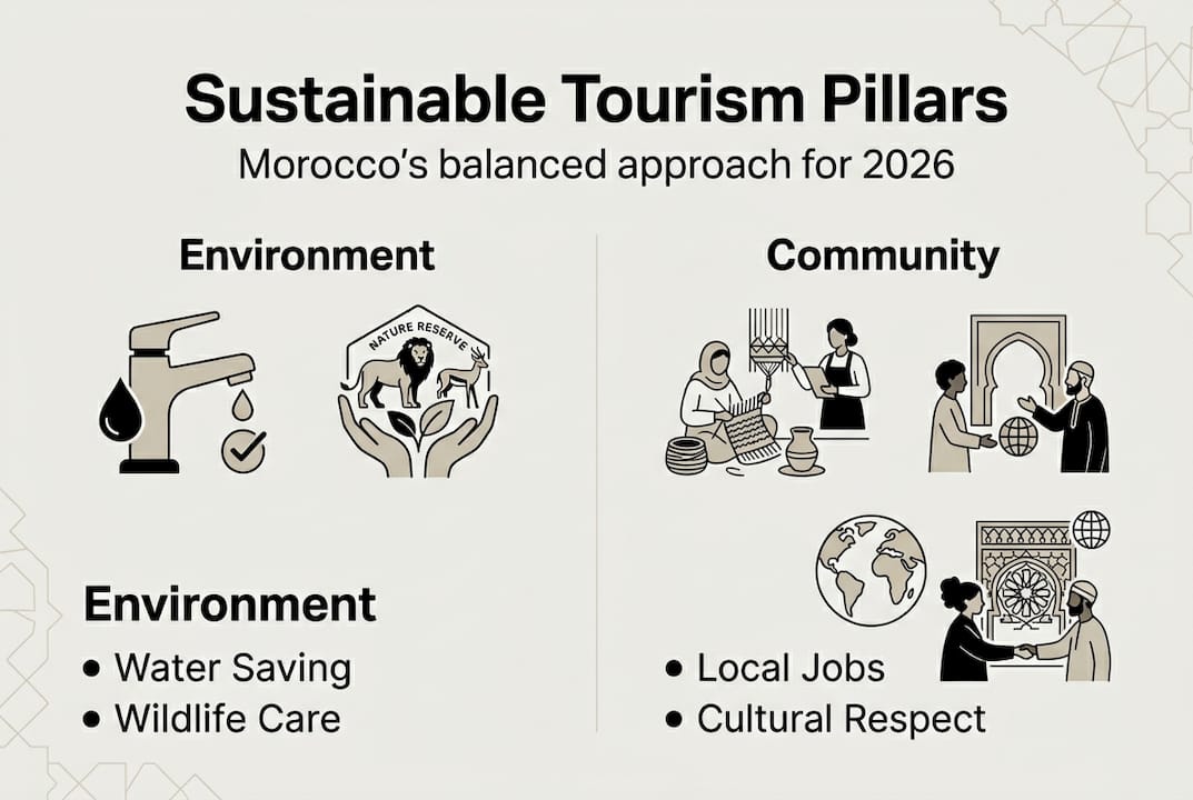 Infographic Morocco sustainable tourism pillars
