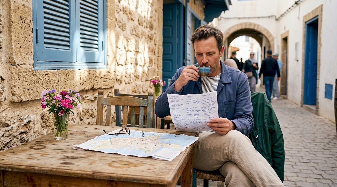 Traveler planning spring Morocco itinerary