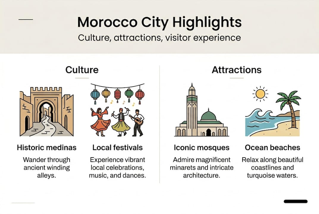 Infographic comparing Moroccan cities culture attractions