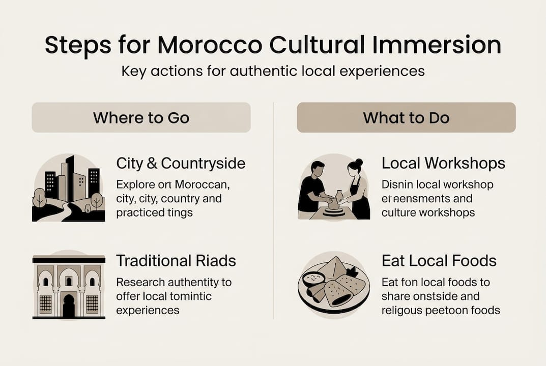 Infographic outlining steps for Morocco cultural immersion
