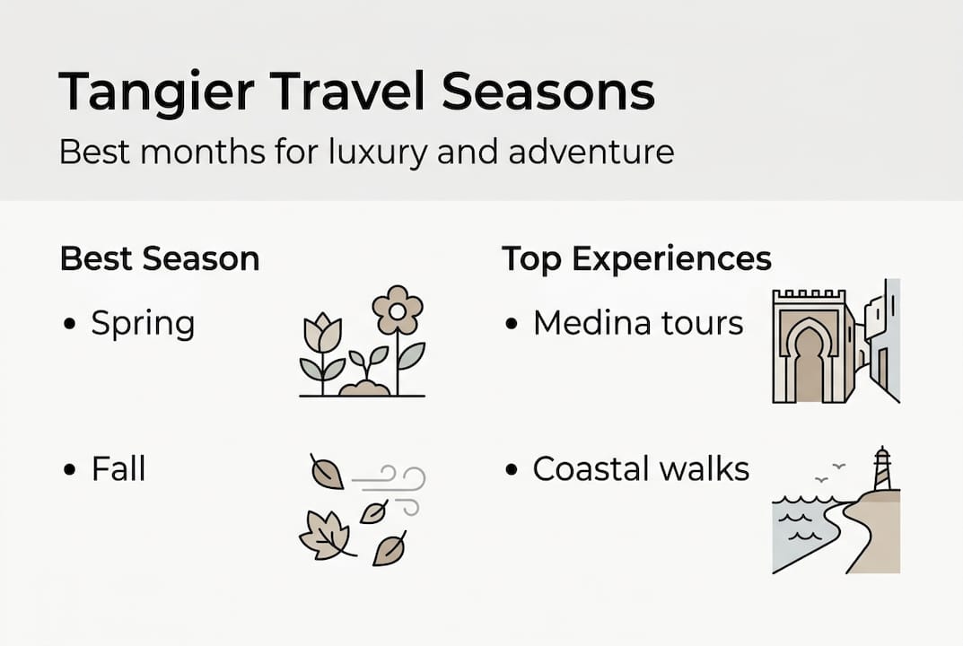Infographic showing Tangier weather and top travel seasons