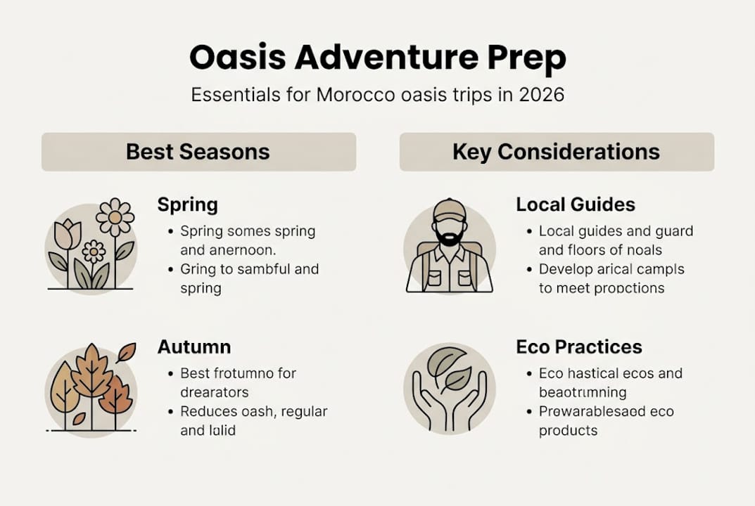 Morocco oasis experience: authentic adventures in 2026 2 Infographic with Morocco oasis trip essentials and tips