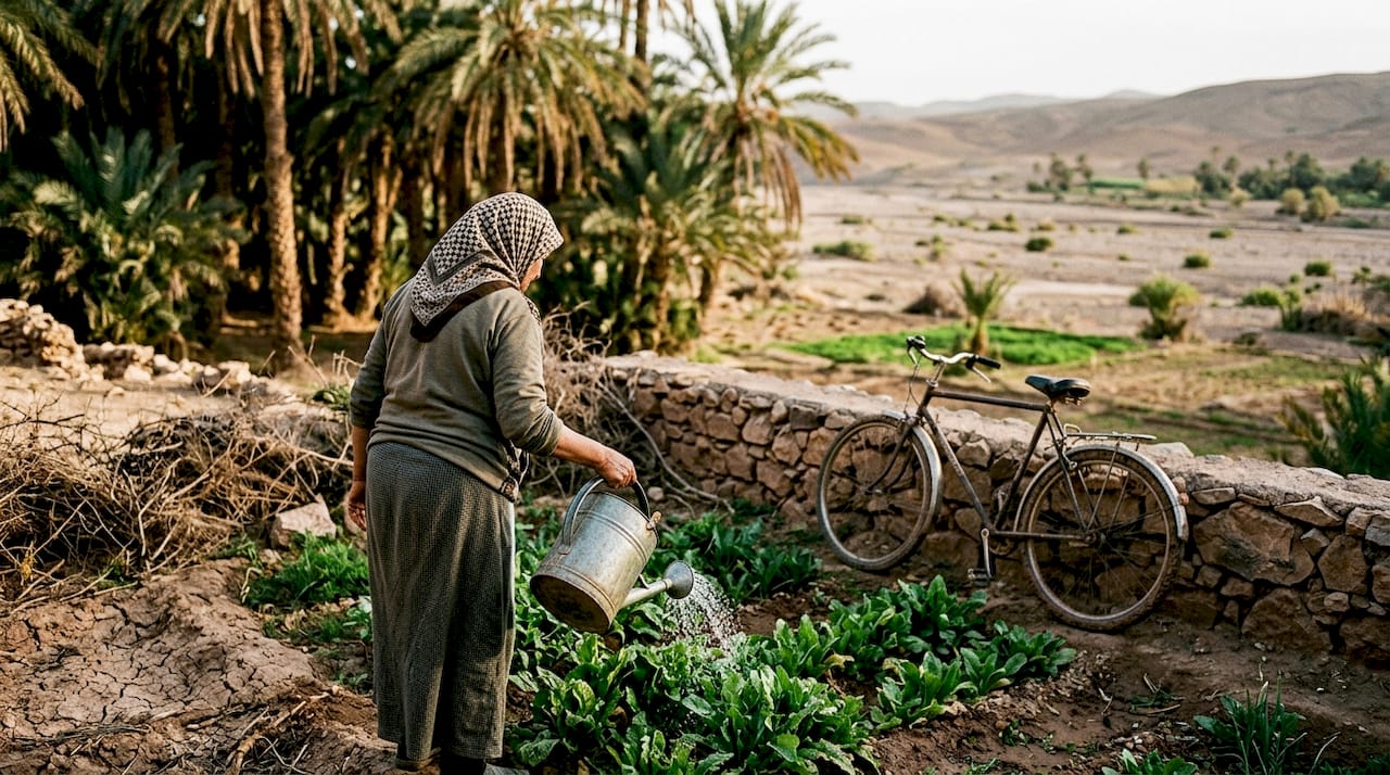 Morocco oasis experience: authentic adventures in 2026 1 Woman watering crops in Tiout oasis valley