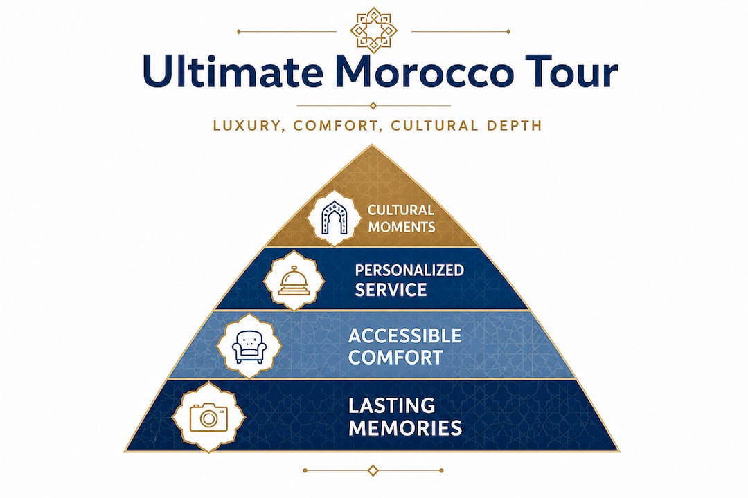 Morocco Tours for Seniors: Luxury, Culture, and Comfort 2 Infographic hierarchy luxury Morocco senior tours