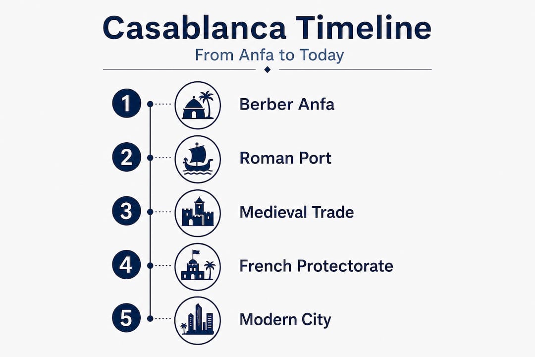 Infographic timeline of Casablanca eras