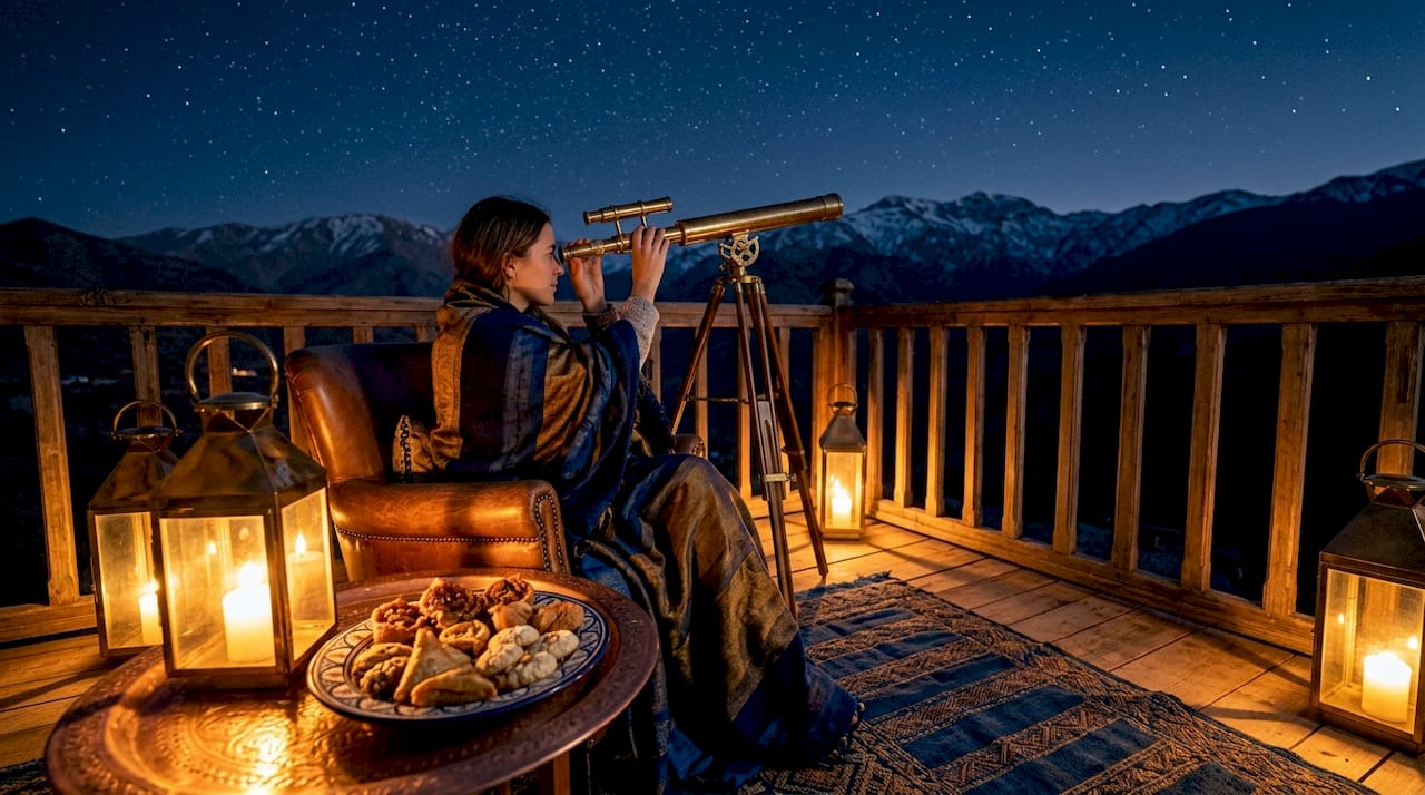 Your guide to exclusive luxury tours in Morocco 2 Luxury stargazing in Atlas Mountains with group