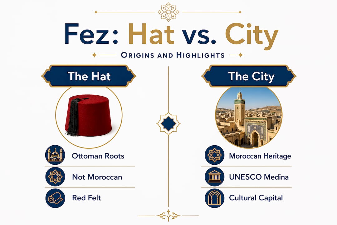 Fez, Morocco: the ultimate luxury traveler's guide 1 Infographic comparing Fez hat and city features