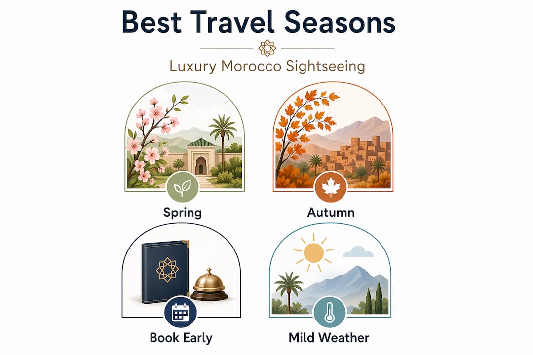 Infographic showing best Morocco travel seasons steps