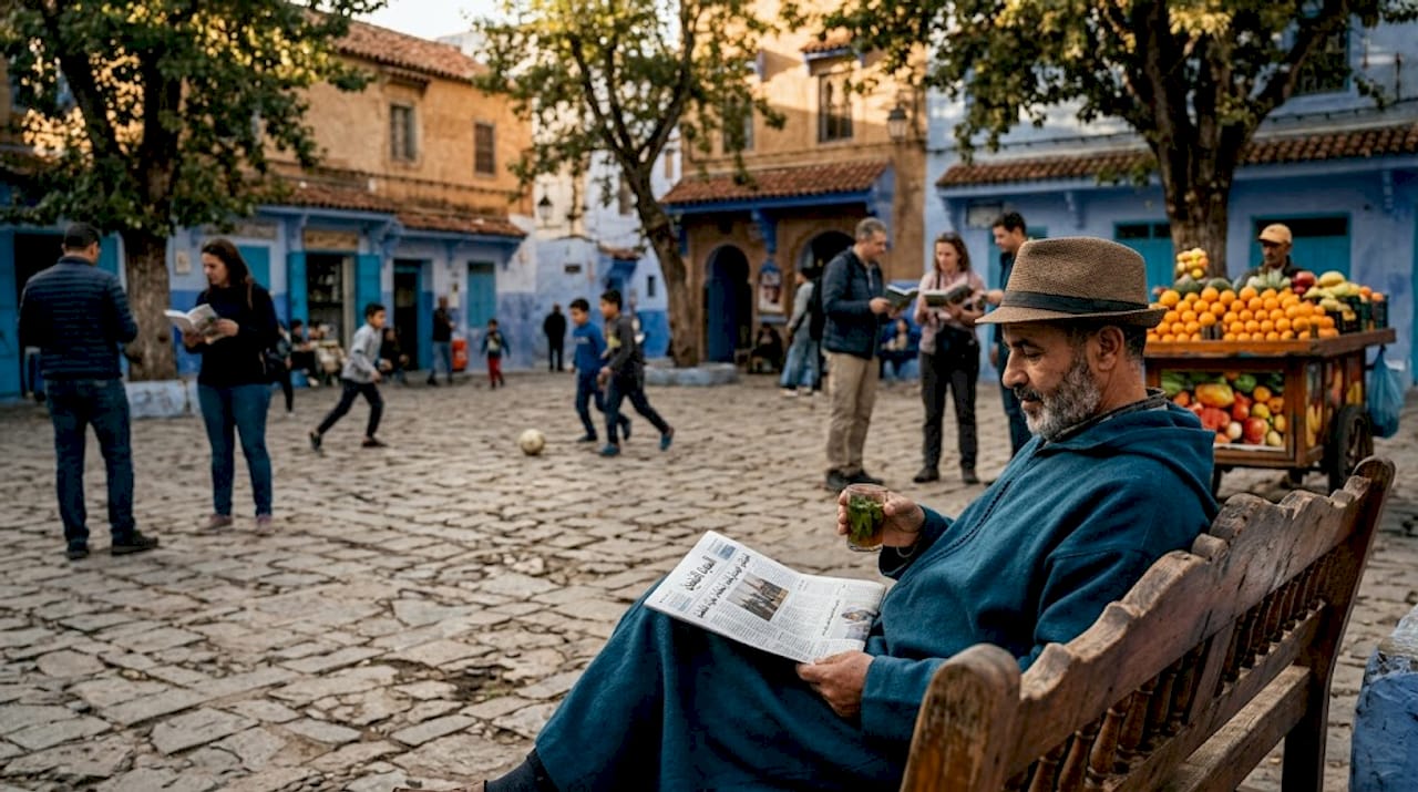 Chefchaouen Morocco: Your Travel Guide 1 Locals and tourists in Chefchaouen main square