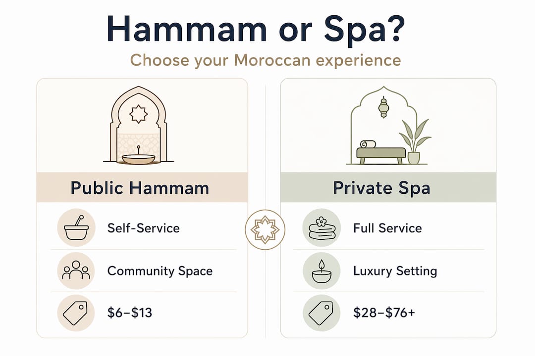 Infographic comparing public hammam with private spa