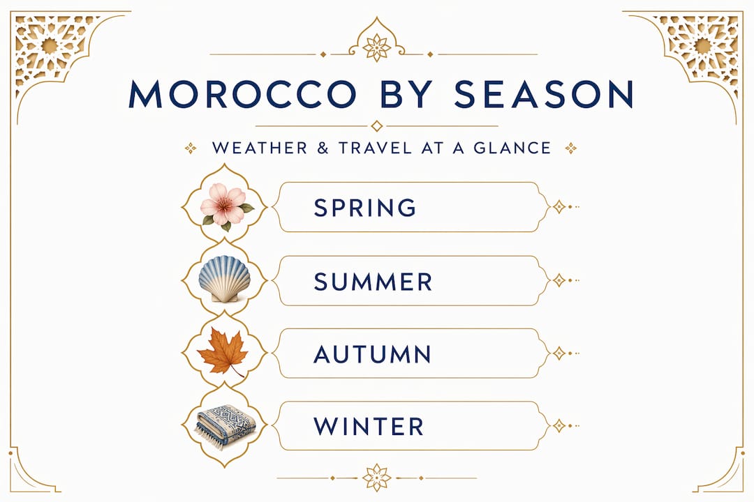 Best Time to Visit Morocco: Season-by-Season Guide 1 Infographic showing Morocco travel by season