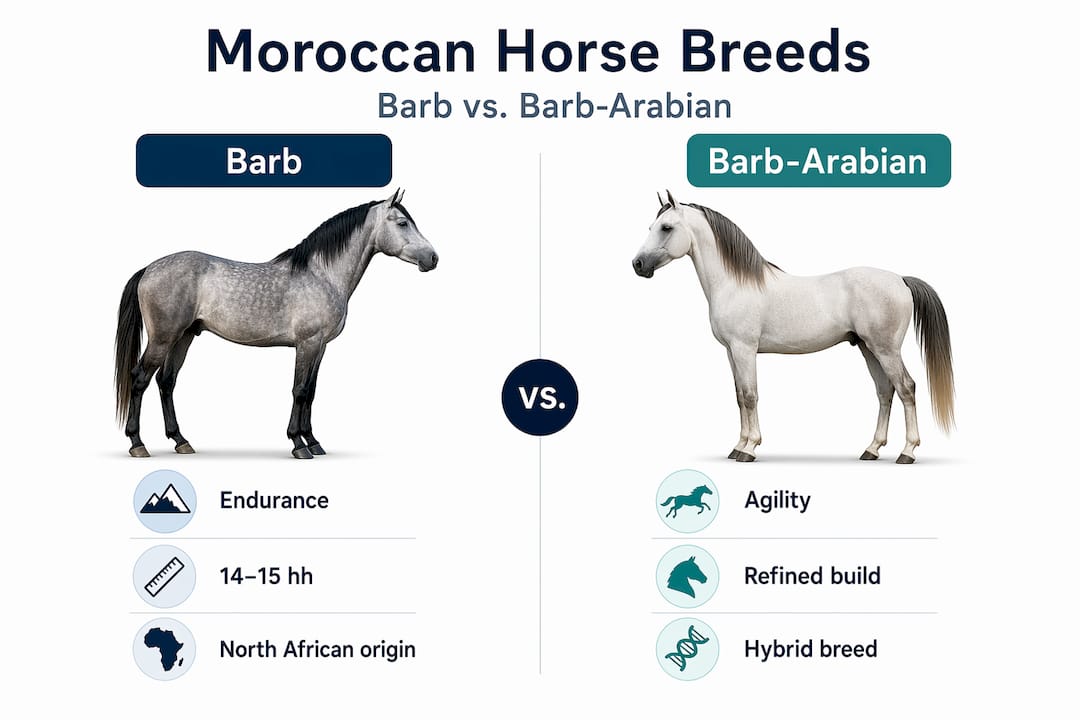 Infographic comparing Barb and Barb-Arabian horses