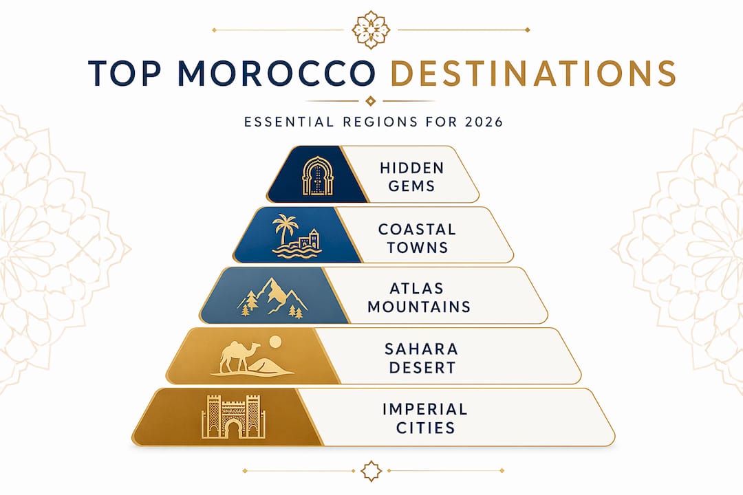 Best Morocco Destinations: Top Places to Visit 2 Hierarchy pyramid of Morocco travel destinations