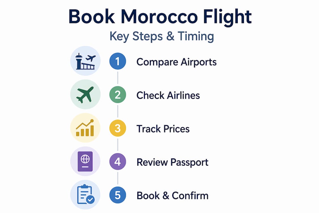Infographic booking steps for Morocco flights