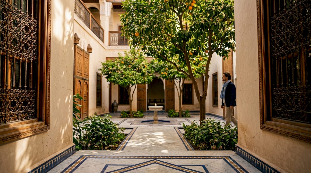 Moroccan Riad: Your Guide to Authentic Stays 1 Inward-facing courtyard and ornamental riad architecture