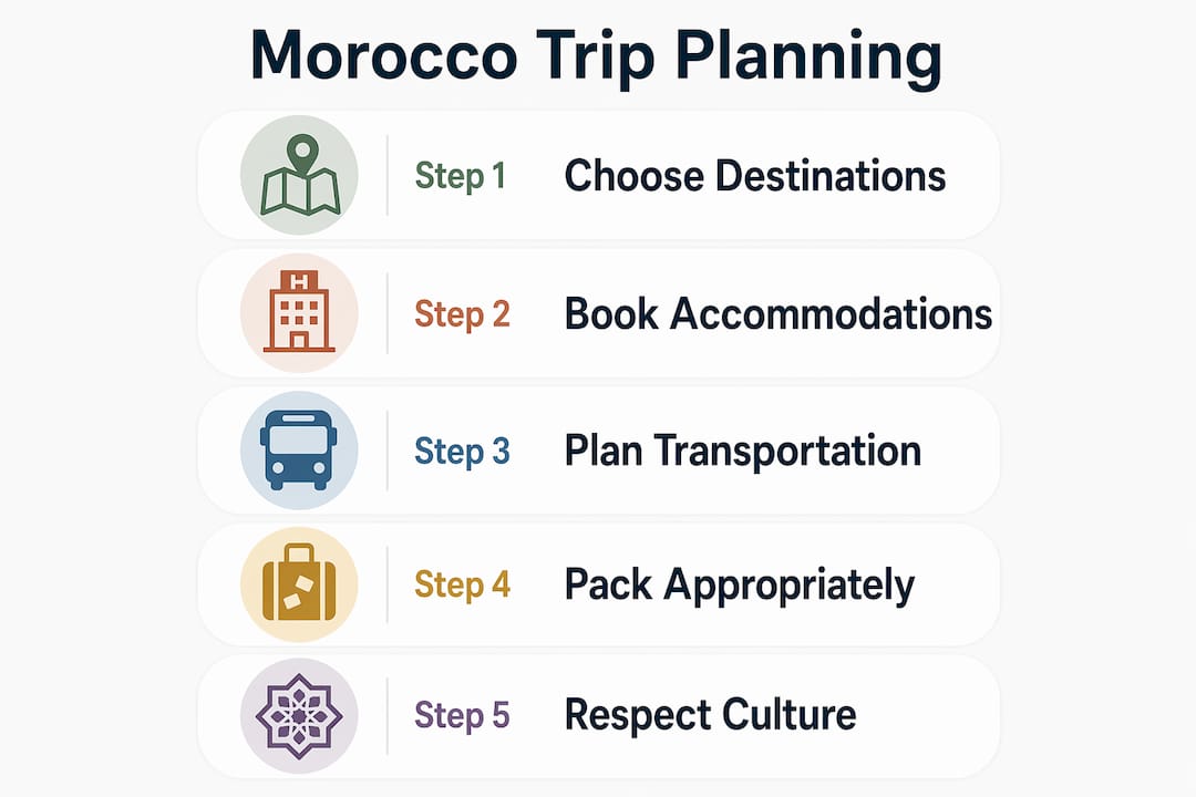 Infographic showing Morocco trip planning steps