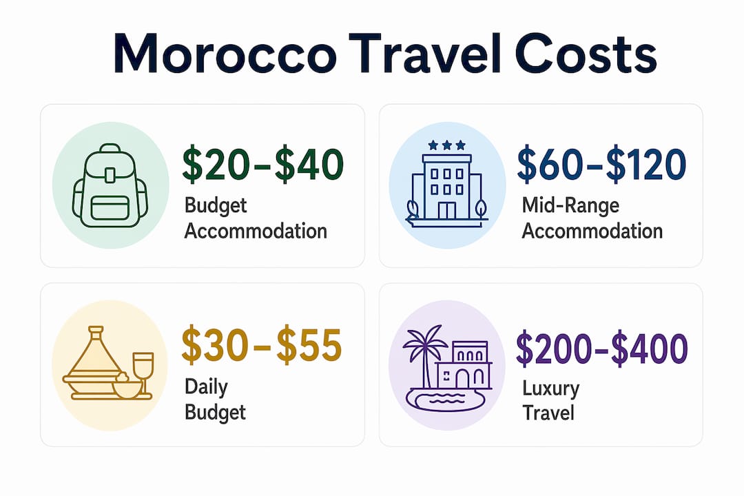 Infographic summarizing Morocco travel cost statistics