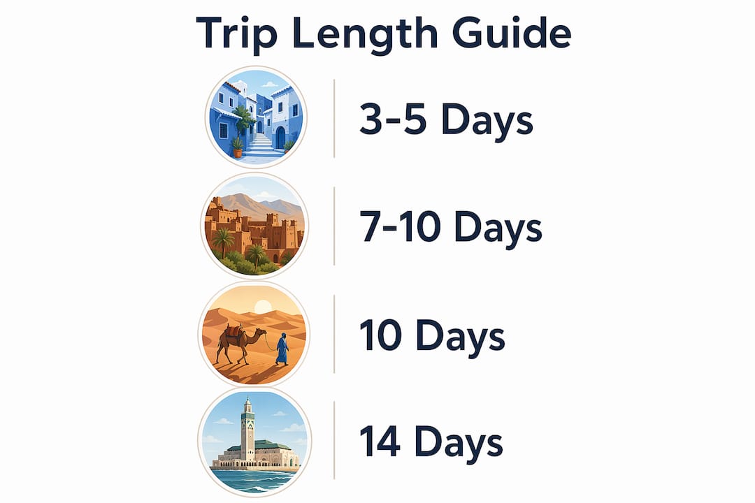 Infographic showing Morocco trip duration categories