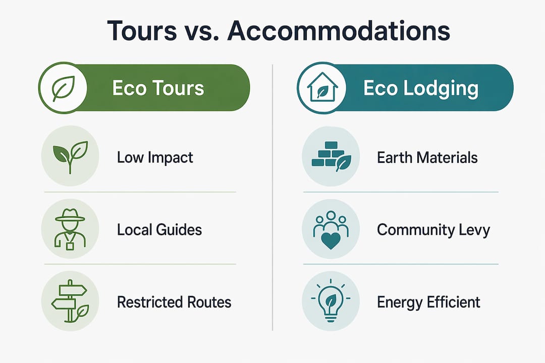 Infographic comparing eco tours and eco accommodations