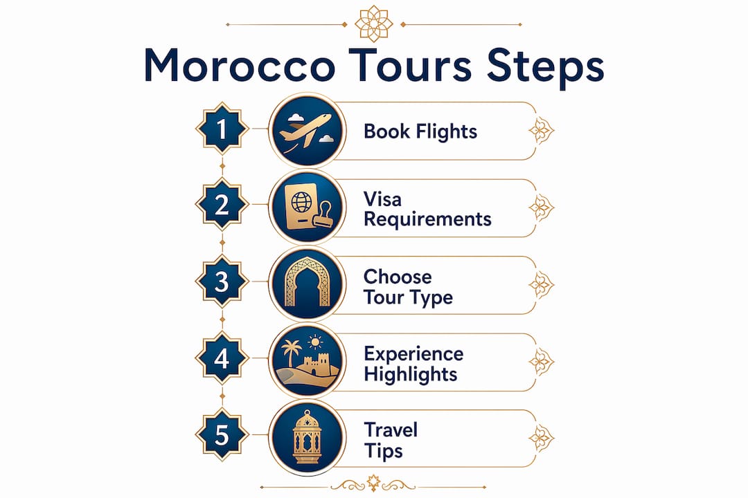Morocco Tours from Australia: Your Travel Guide 1 Infographic showing key steps for Morocco tours