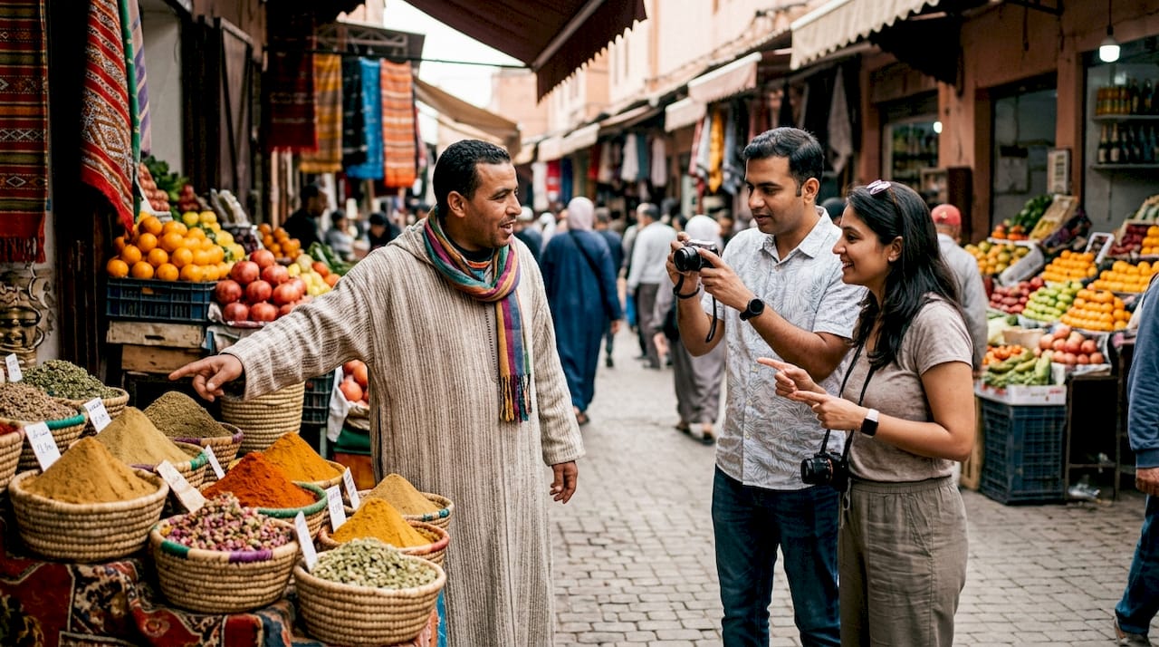 Morocco Travel Guide for Indian Travelers 2 Moroccan guide showing itinerary highlights to Indian tourists