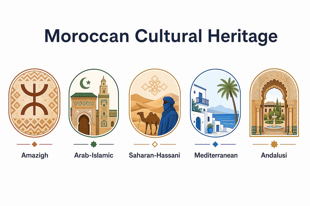 Infographic showing Moroccan cultural heritage categories