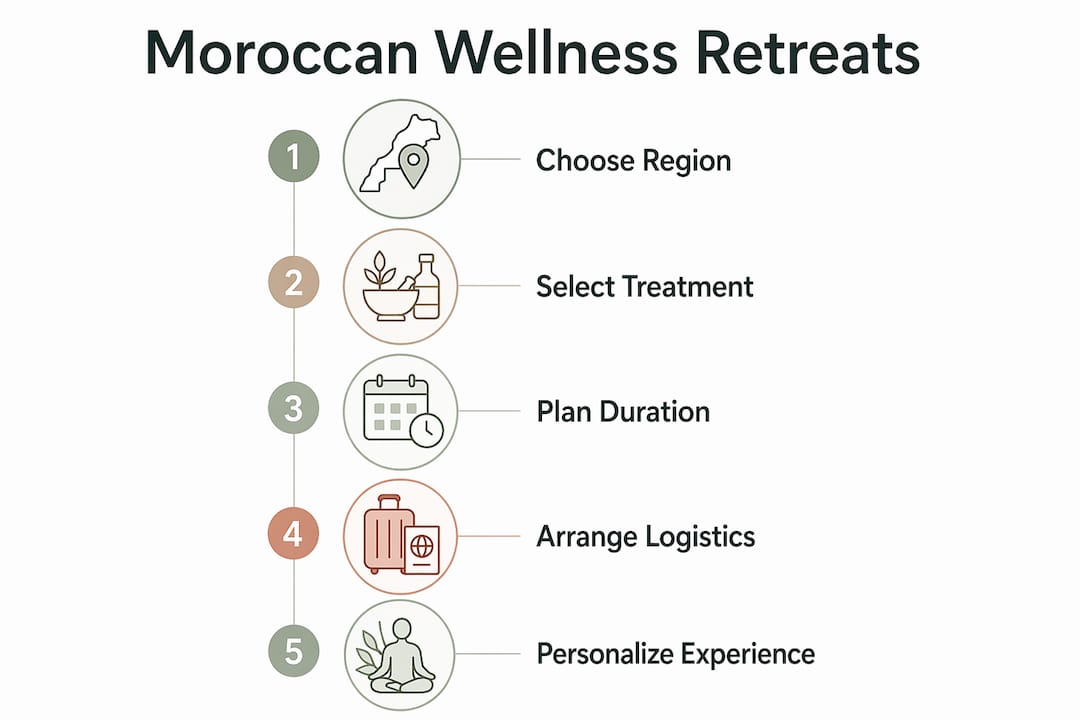 Infographic outlining Moroccan wellness retreat planning steps