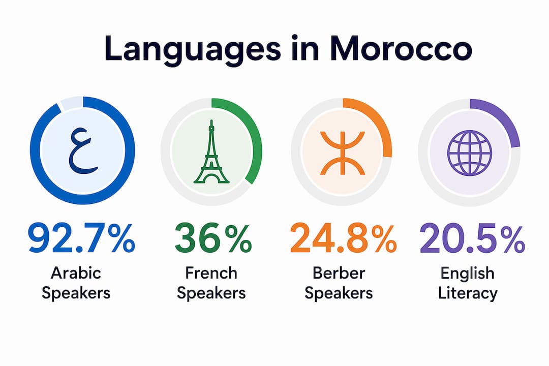 Infographic showing language distribution in Morocco