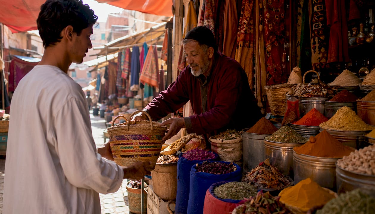 Morocco Honeymoon Guide: Romantic Trips 1 Colorful Marrakech medina market with spices