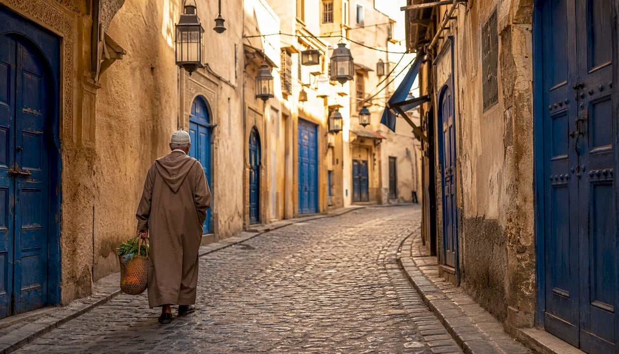 Morocco Jewish Heritage Guide: Sites, History & Culture 1 Quiet street in Fez Jewish Mellah district