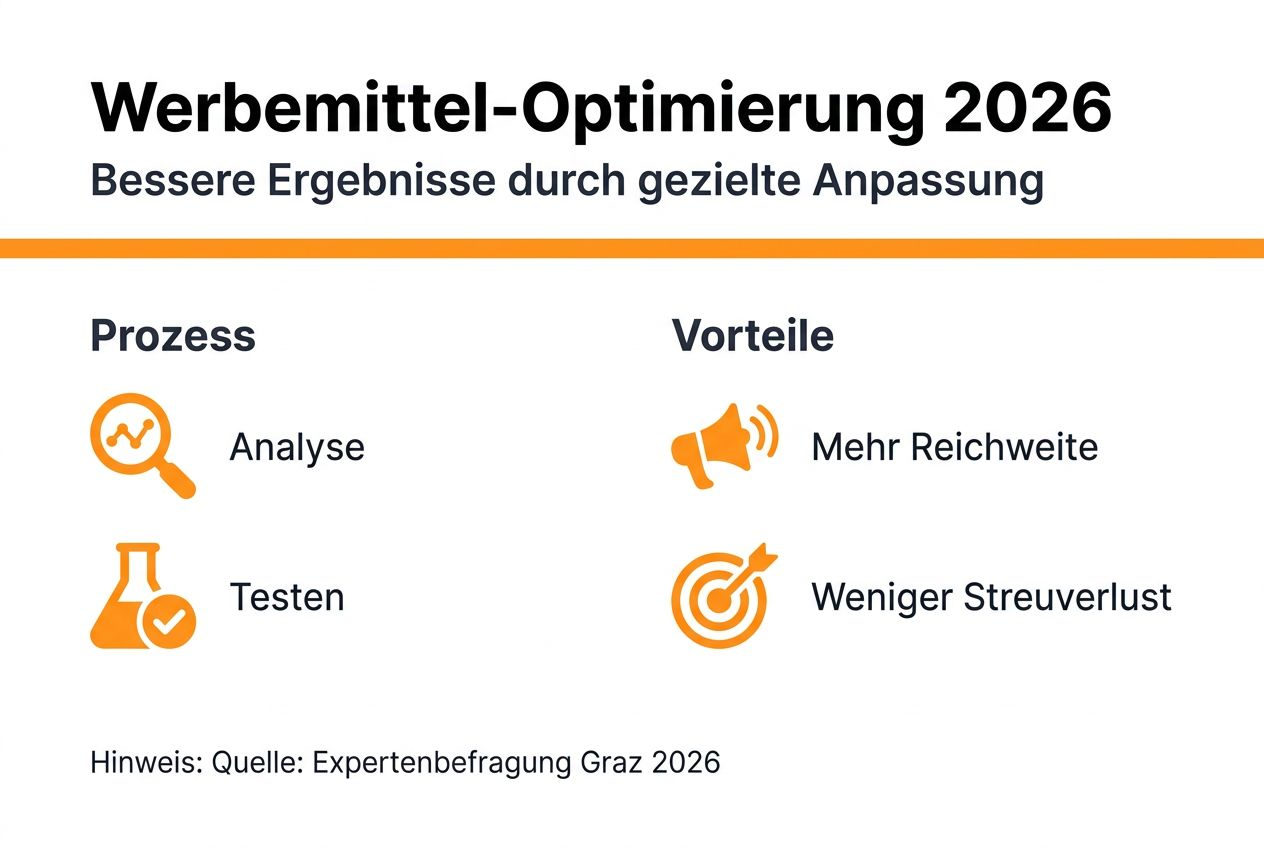 Infografik: So optimieren Sie Ihre Werbemittel – Ablauf und Vorteile auf einen Blick