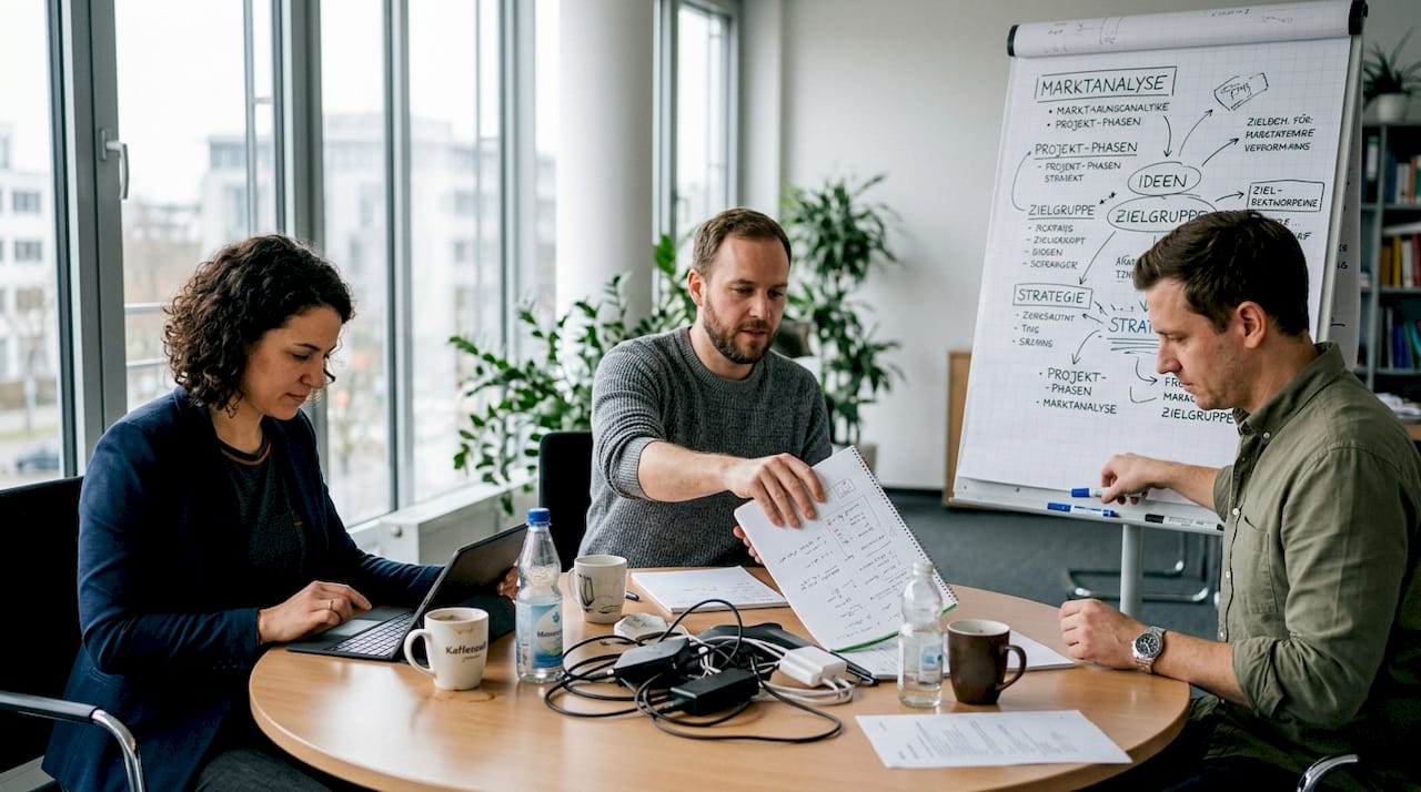 Das Marketingteam tauscht sich über die aktuellen Analyseergebnisse aus.