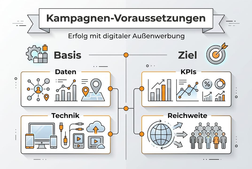 Infografik: Voraussetzungen für erfolgreiche DOOH-Kampagnen auf einen Blick