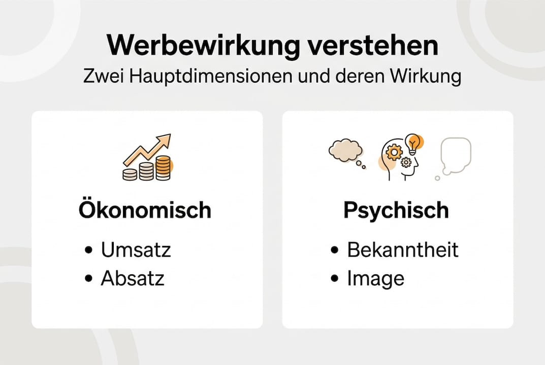 Infografik: Werbewirkung im Vergleich – wirtschaftliche Effekte versus psychologische Einflüsse