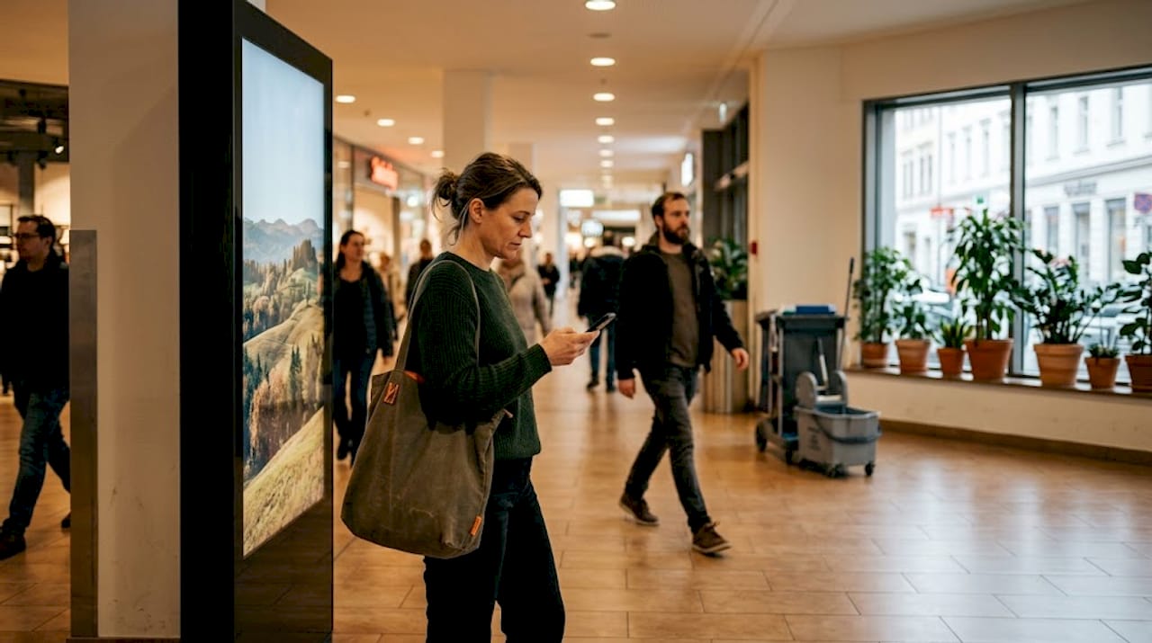 Digitale Werbetafel im Einkaufszentrum Graz