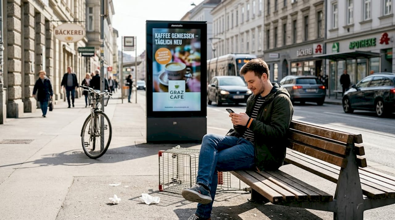 Digitales Werbedisplay prägt das Stadtbild in Graz