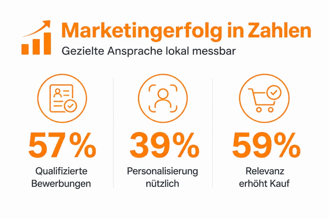 Eine Infografik veranschaulicht, wie gezielte Ansprache von Kunden zum Marketingerfolg beiträgt.