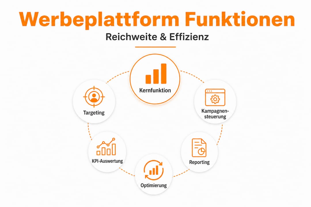 Übersichtsgrafik: Aufbau und Funktionen gängiger Werbeplattformen