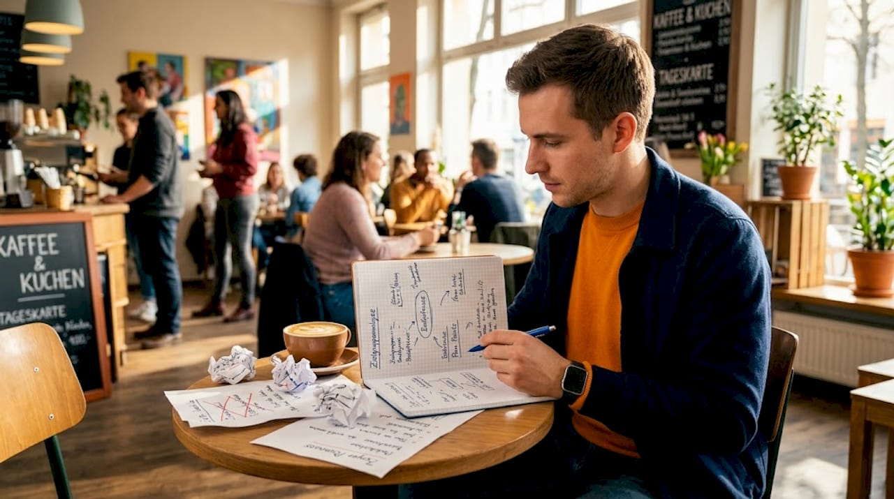 Ein Grazer Unternehmer tüftelt im Café an einer neuen Persona.