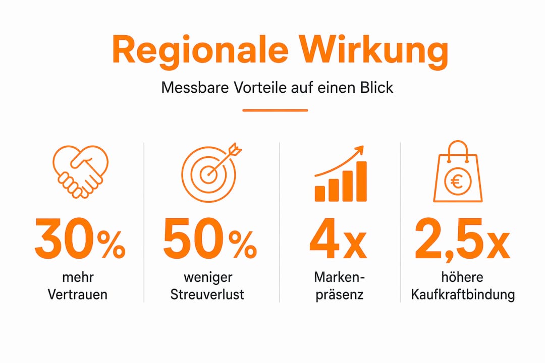 Grafik mit wichtigen Zahlen und Fakten zur Effektivität von regionaler Werbung