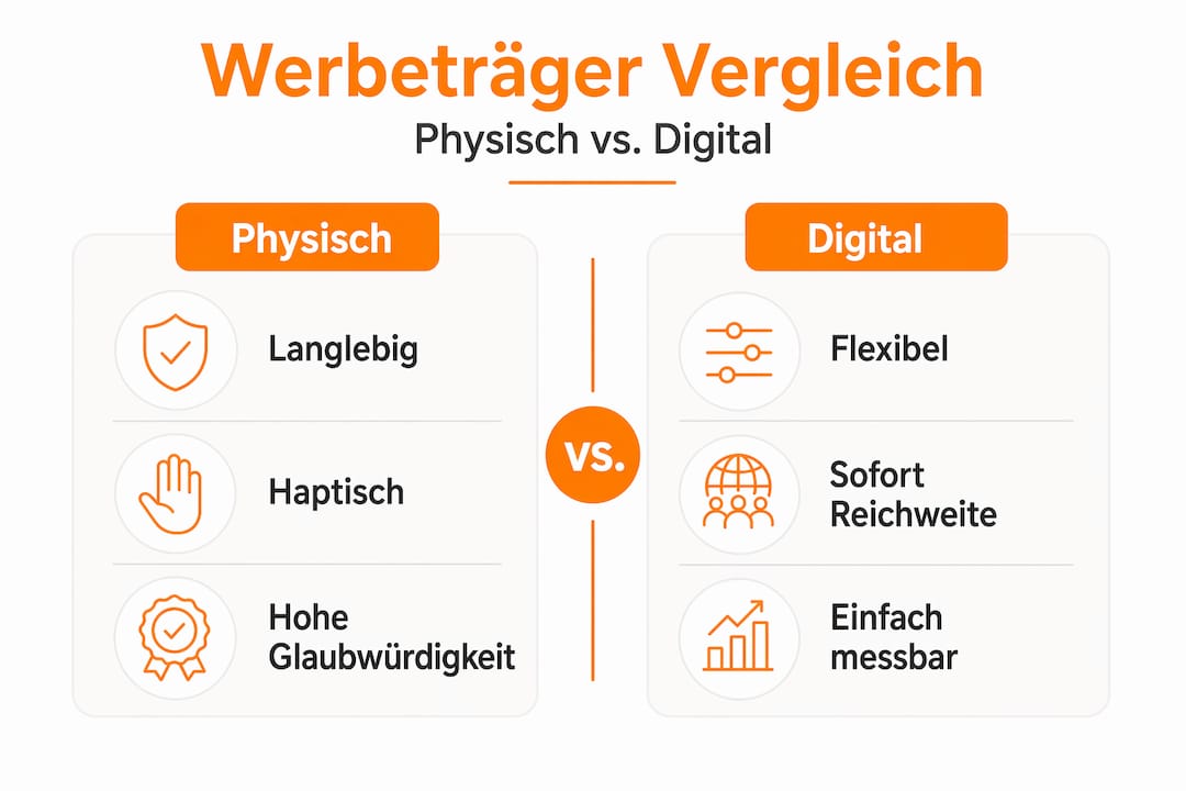 Infografik: Physische und digitale Werbemittel im direkten Vergleich