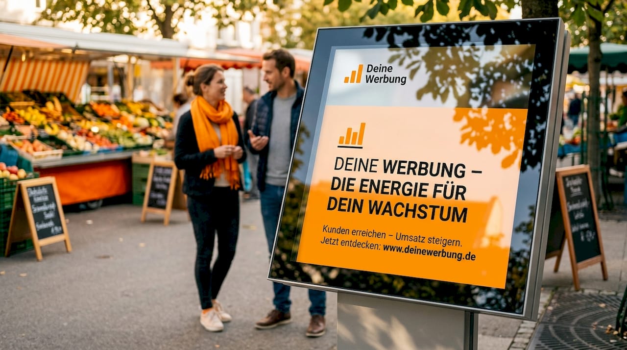 Stadtbushaltestelle mit digitaler Werbetafel