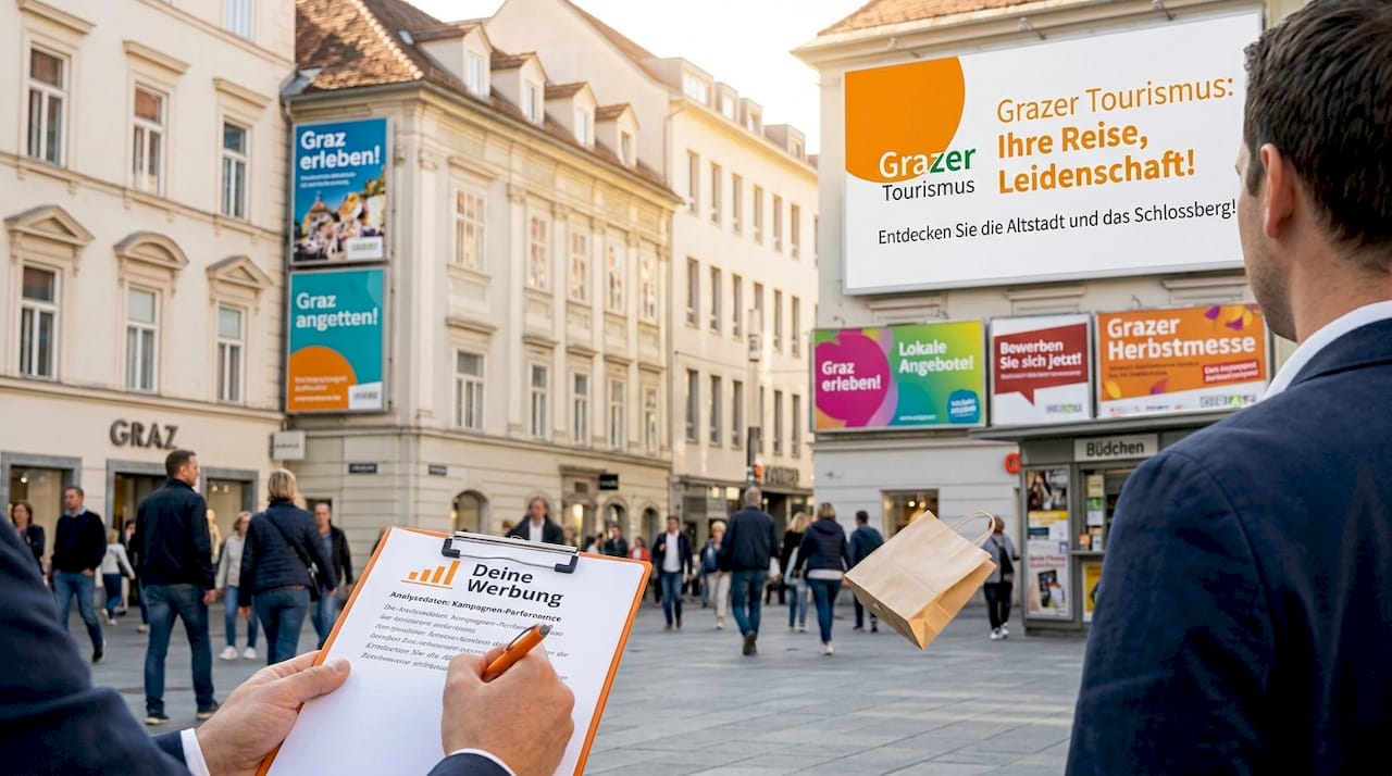 Ein Experte nimmt die Werbeflächen in Graz genau unter die Lupe.
