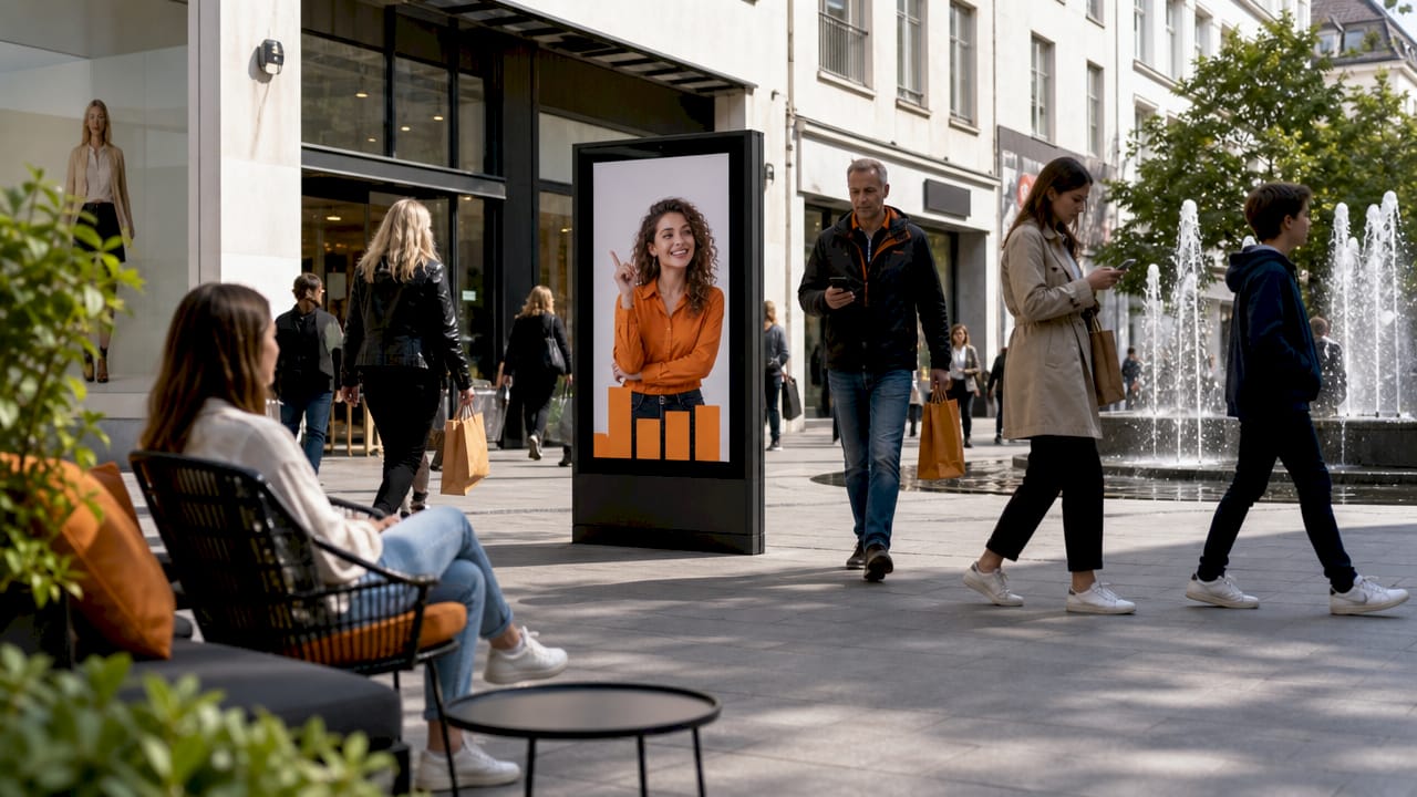 Modernes Digital-Display für Werbezwecke im Grazer Einkaufszentrum