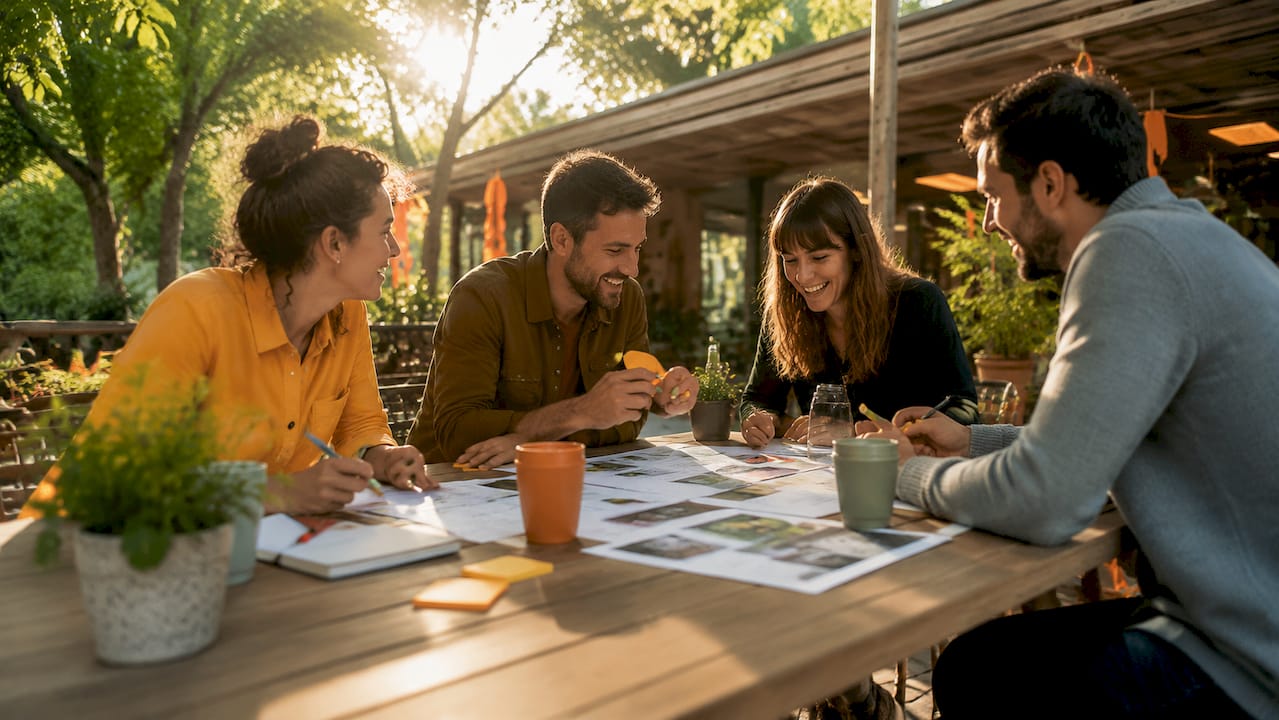 Das Marketing-Team nimmt eine gründliche Prüfung der Mediapläne und Werbetechnik vor.