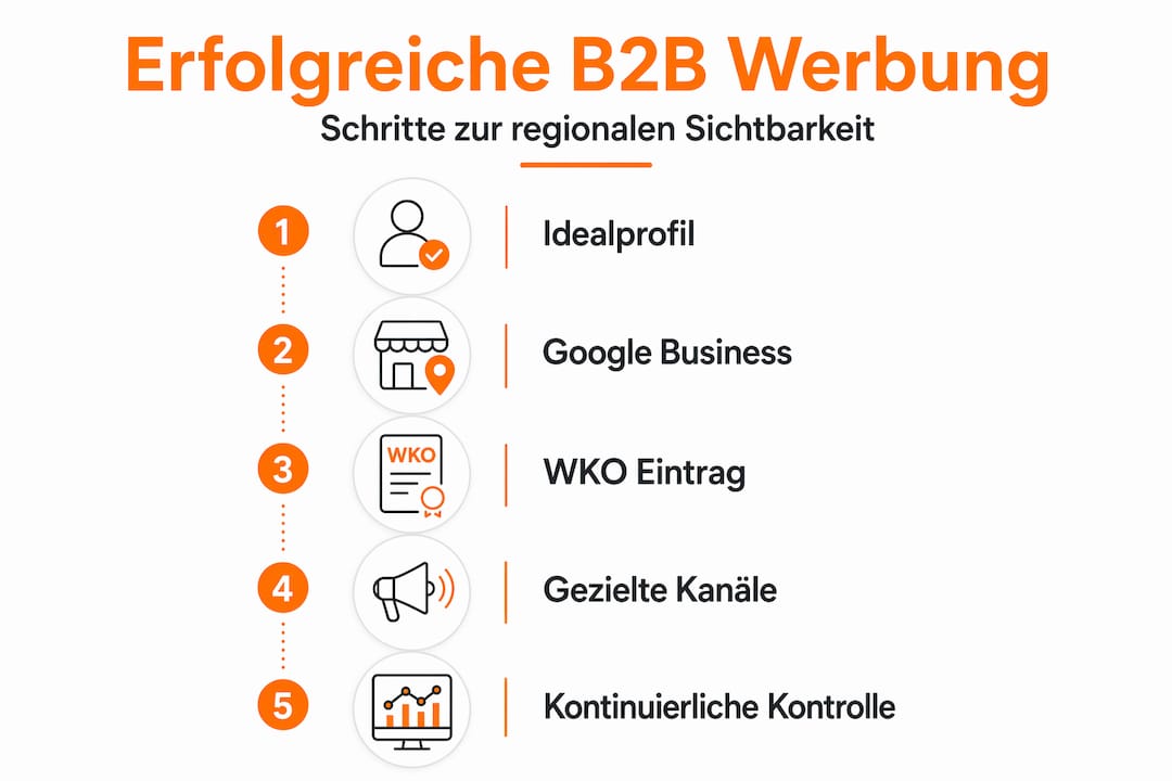 Schritt-für-Schritt-Infografik: So gelingt erfolgreiche regionale B2B-Werbung