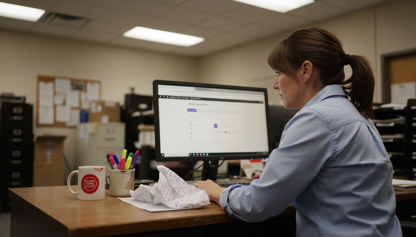 Retail worker customizing online chat widget